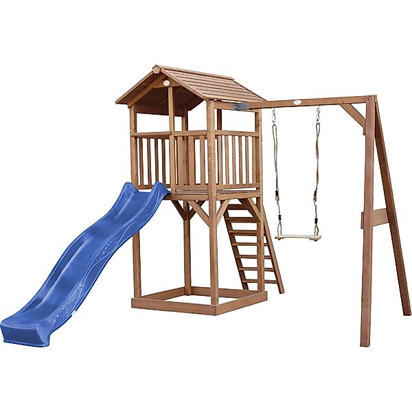 Axi Beach Tower Spielturm mit Einzelschaukel Braun und Grauer Rutsche günstig online kaufen