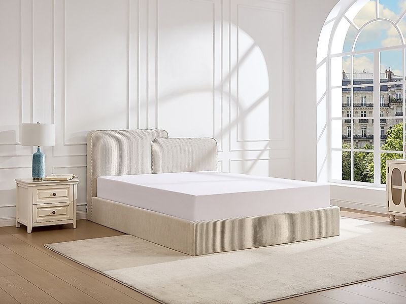 Bett mit Stauraum 160 x 200 cm – Cordvelours – Beige – NAYOLA günstig online kaufen