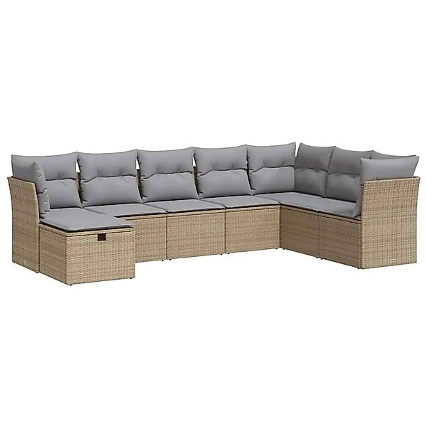 vidaXL 8-Tlg Garten-Sofagarnitur mit Kissen Beige Poly Rattan 3325335 günstig online kaufen