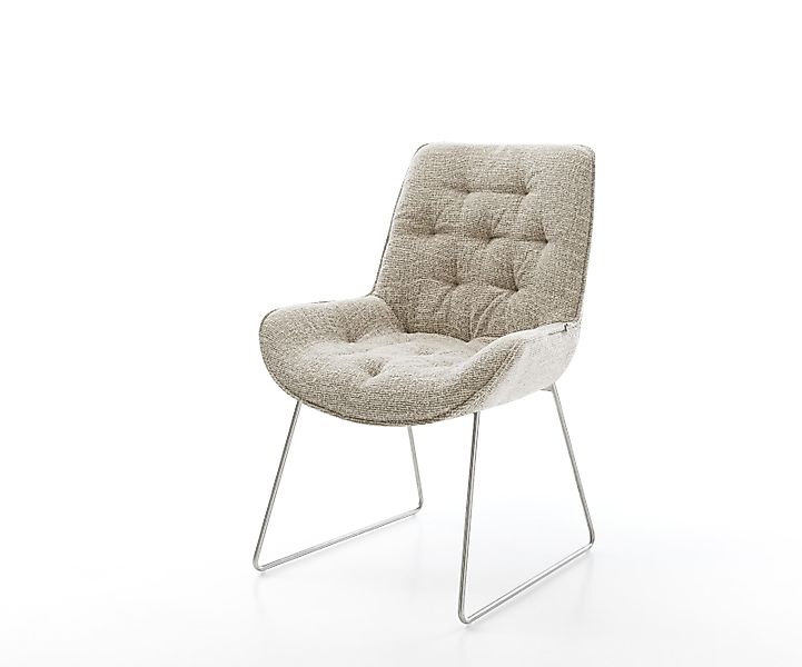 Esszimmerstuhl Taimi-Flex Webstoff Soft Beige Kufengestell Edelstahl günstig online kaufen