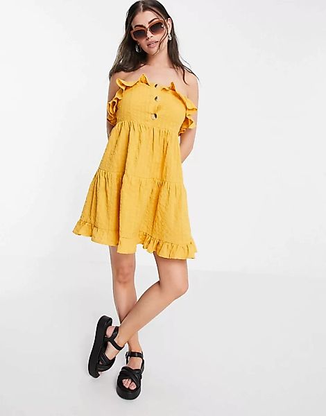 ASOS DESIGN – Gestuftes, sommerliches Mini-Hängerkleid aus Seersucker, träg günstig online kaufen