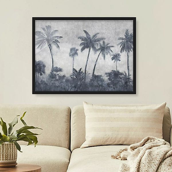 Bild mit Rahmen Palmenkette in blau günstig online kaufen