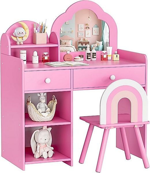 TLGREEN Schminktisch, Kinder Schminktisch mit Spiegel und Stuhl (Mädchen Sc günstig online kaufen