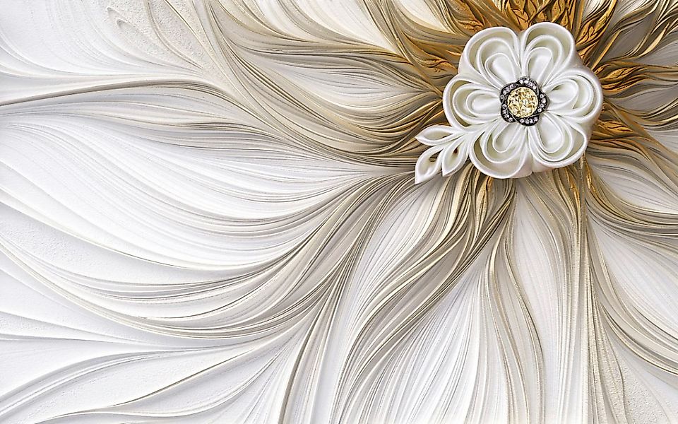 Papermoon Fototapete "Muster mit Blumen gold" günstig online kaufen