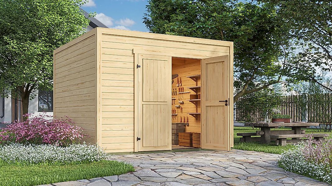 Nordic Holz Gartenhaus "Fynn 3", kleiner stilvoller Schuppen mit Flachdach günstig online kaufen