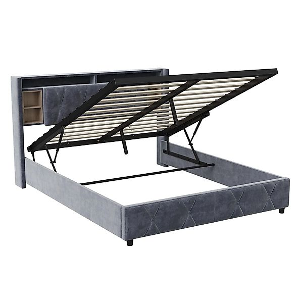 PXloue Polsterbett 160x200-Doppelbett mit Stauraum Kopfteil & Hydraulischem günstig online kaufen