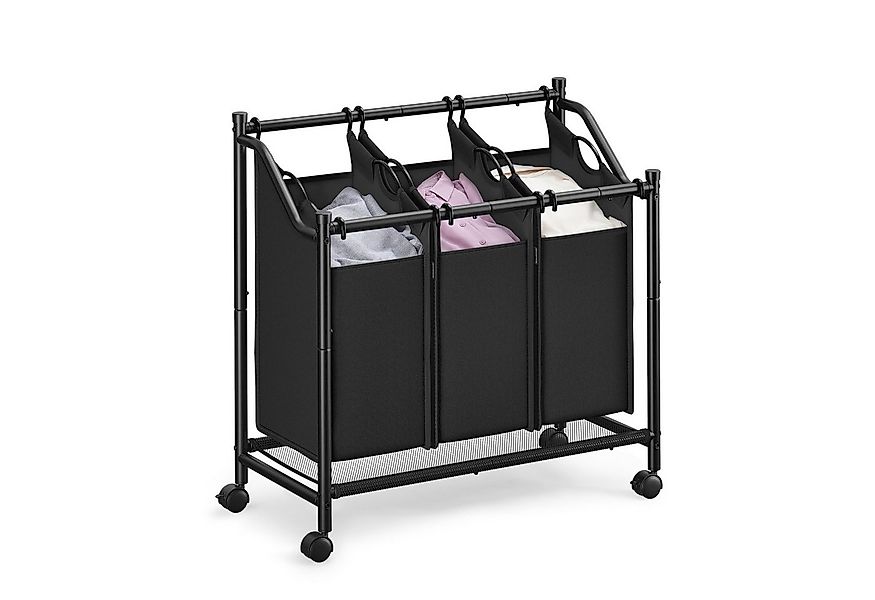 SONGMICS Wäschekorb, mit Rollen, abnehmbaren Wäschesäcken, Wäschewagen, 3 x günstig online kaufen