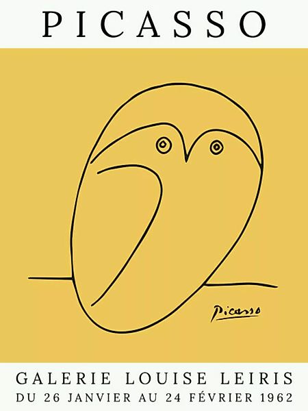 Poster / Leinwandbild - Picasso Eule – Gelb günstig online kaufen