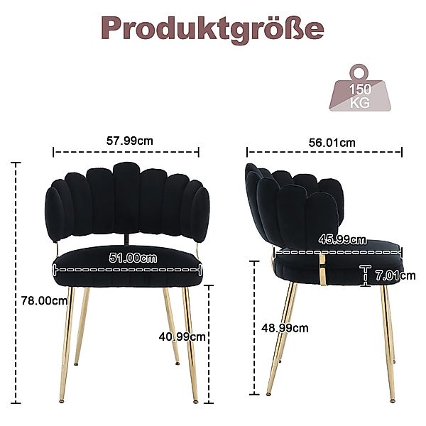LVHOM Esszimmerstuhl Set mit goldenen Metallbeinen, günstig online kaufen