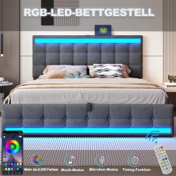 REDOM Polsterbett mit USB-Anschlüssen, RGB-LED-Licht und günstig online kaufen