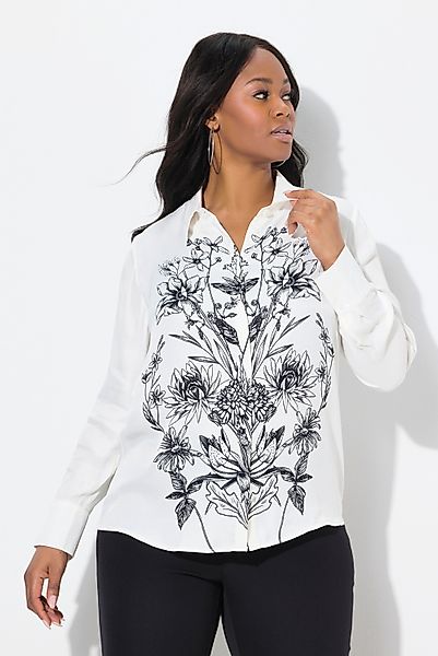 Ulla Popken Hemdbluse Satinbluse Blüten Classic günstig online kaufen