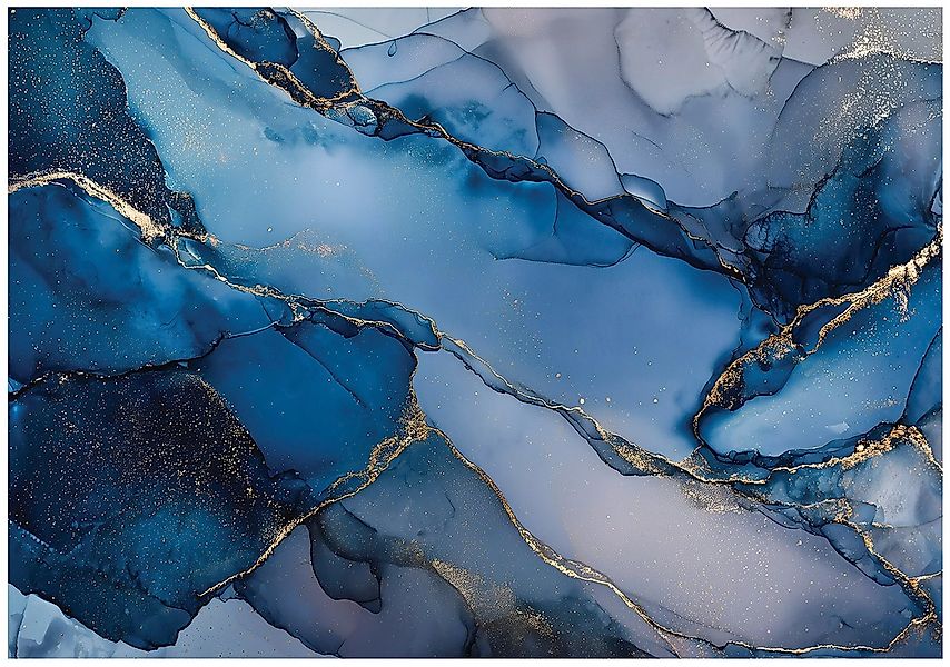 Wallarena Fototapete Marmor Blau Gold Vlies Tapete Wohnzimmer Schlafzimmer günstig online kaufen