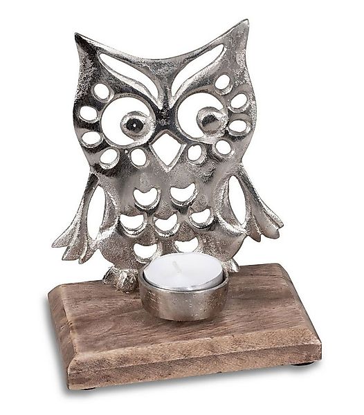 formano Dekofigur formano Schriftzug Eule aus Aluminium & Mangoholz 22cm De günstig online kaufen