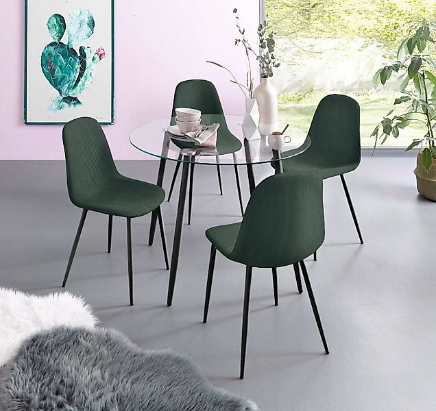 INOSIGN Essgruppe "Danny-Miller" Set, 5 Stk. tlg. Glastisch 100x100 cm mit günstig online kaufen