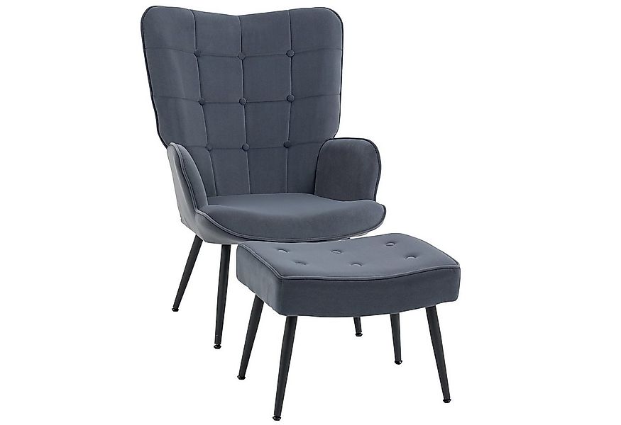 HOMCOM Relaxsessel Loungesessel mit Hocker, Armlehnstuhl mit Stahlbeine (Re günstig online kaufen