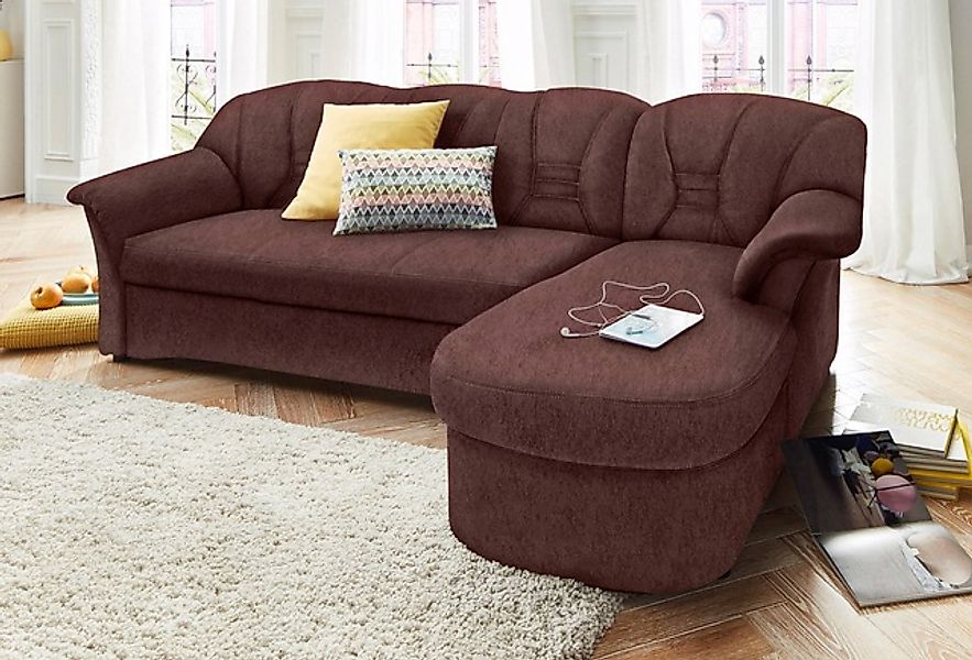 DOMO collection Ecksofa »Elva, zeitlose Formensprache, elegante Rückenstepp günstig online kaufen
