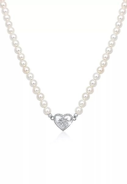 Elli Perlenkette "Elli Halskette Choker Perle Herz Edelweiss 925 Silber" günstig online kaufen