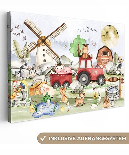 OneMillionCanvasses® Leinwandbild Bauernhof - Traktor - günstig online kaufen