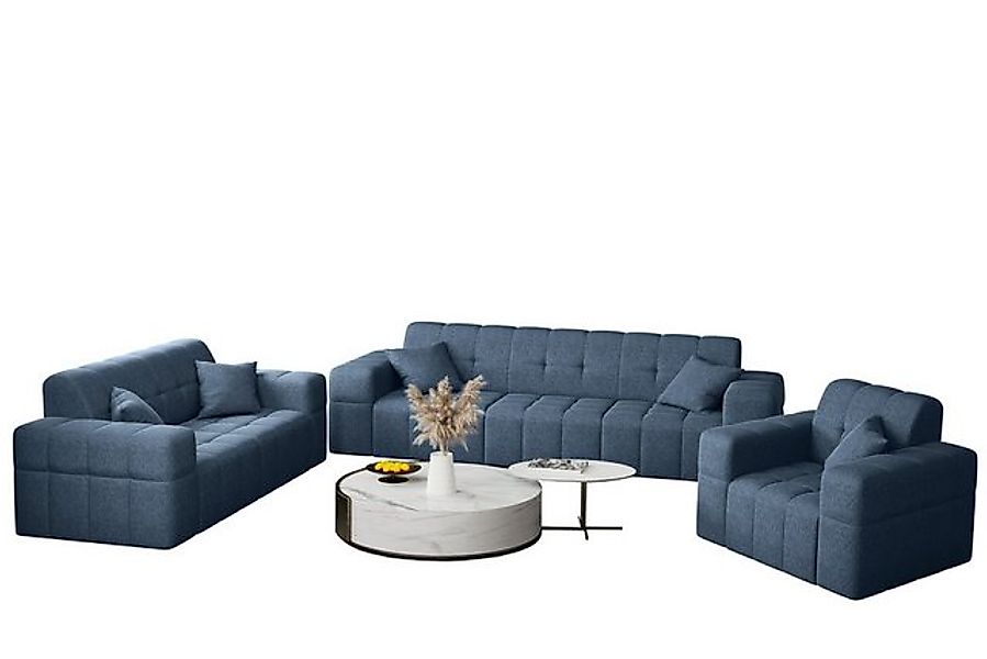 Fun Möbel Polstergarnitur Sofaset Designersofa NANCY 3-2-1 in Stoff Neve, ( günstig online kaufen