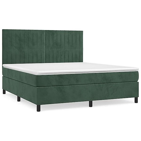 vidaXL Boxspringbett, Boxspringbett mit Matratze Dunkelgrün 160x200 cm Samt günstig online kaufen