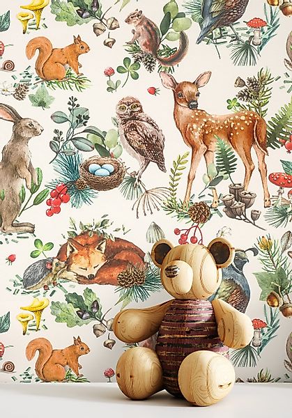 Newroom Vliestapete, Creme Tapete Kinder Tiere günstig online kaufen