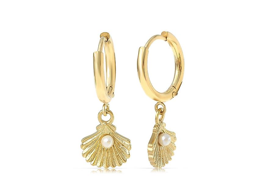 Made by Nami Paar Ohrhänger Ohrringe Damen Muschel Süßwasserperle Edelstahl günstig online kaufen