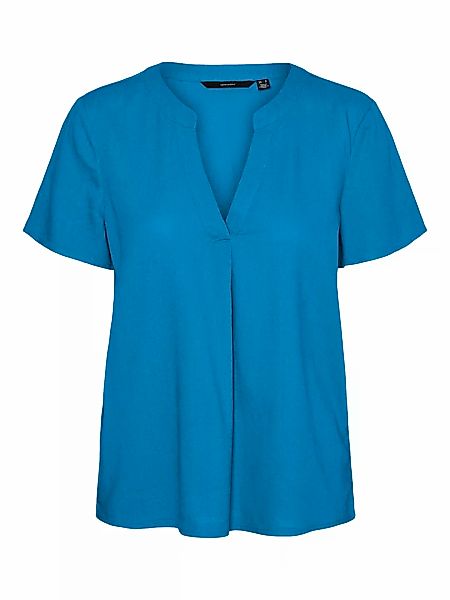 Vero Moda Blusenshirt "VMMYMILO SS V-NECK TOP WVN GA", mit Leinen günstig online kaufen