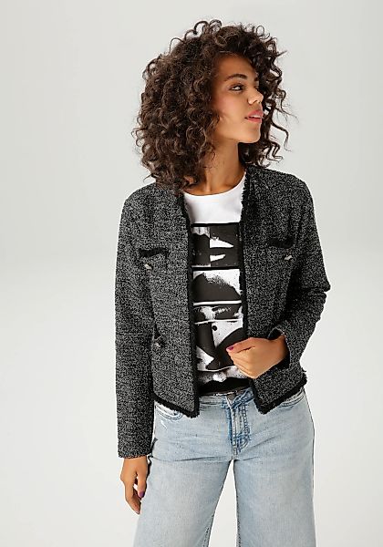 Aniston CASUAL Kurzblazer aus meliertem Bouclé-Jacquard mit Glanzfäden günstig online kaufen