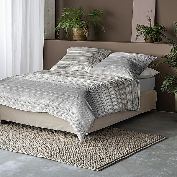 Irisette Mako Satin Bettwäsche Sky 8526-11 Streifen Grau 135x200 günstig online kaufen