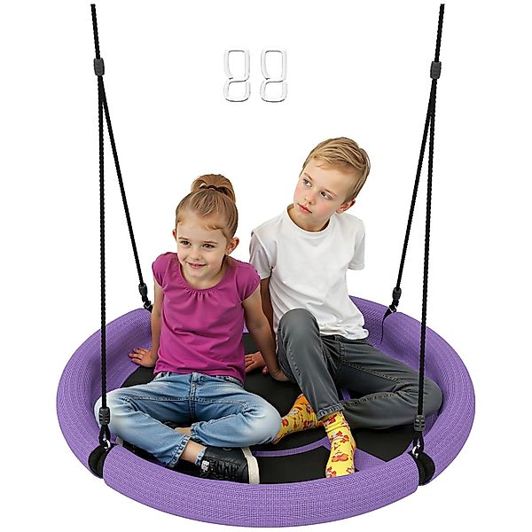 AIYAPLAY Kinderschaukel  Metall Netzstoff Lila Schwarz 98L x 98B x 190H cm günstig online kaufen