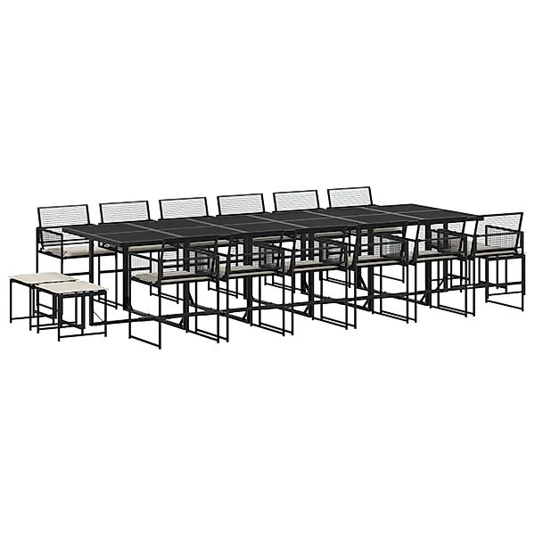 vidaXL 17-Tlg Garten-Essgruppe mit Kissen Schwarz Poly Rattan 3295022 günstig online kaufen