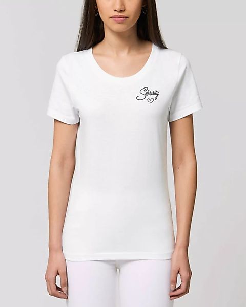 Bio Damen Rundhals-t-shirt "Faith - Solidarity" Aus Bio-baumwolle günstig online kaufen
