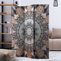 Raumtrenner Paravent mit Leinwand Füllung Mandala Motiv günstig online kaufen