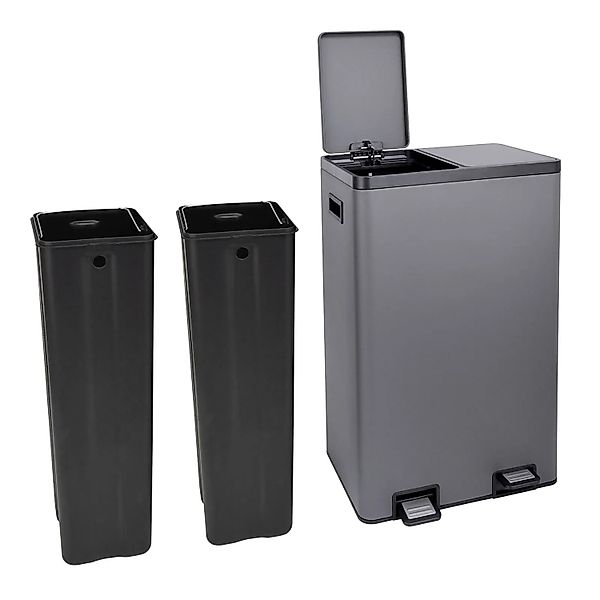 SVITA TMH2X30 Mülleimer 60L Mülltrennsystem 2 Fächer 2x30L Softclose Stahl günstig online kaufen