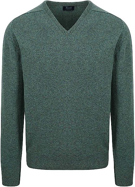 William Lockie V-Auschnitt Pullover Lammwolle Moorland Grün - Größe XL günstig online kaufen