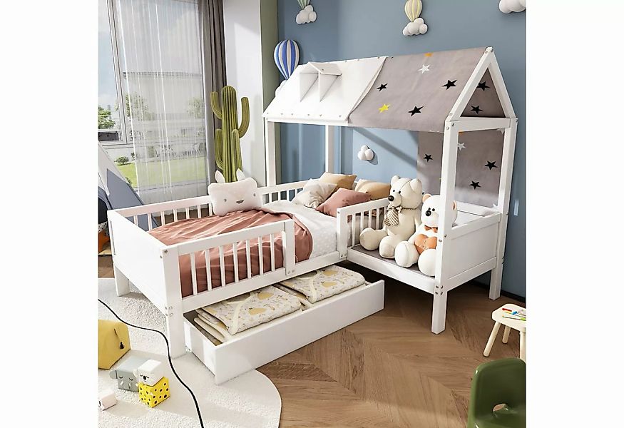 Gotagee Kinderbett 90x200cm Kinderbett Hausbett multifunktional Einzelbett günstig online kaufen