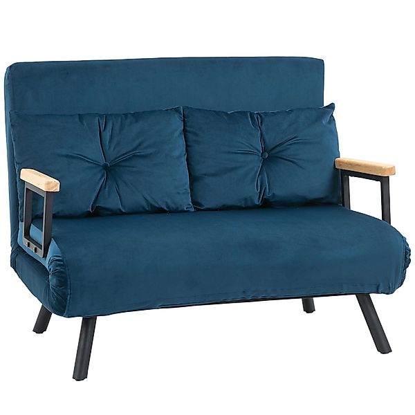 HOMCOM Schlafsofa mit Rückenkissen Stahl Polyester Blau 102L x 73B x 81H cm günstig online kaufen