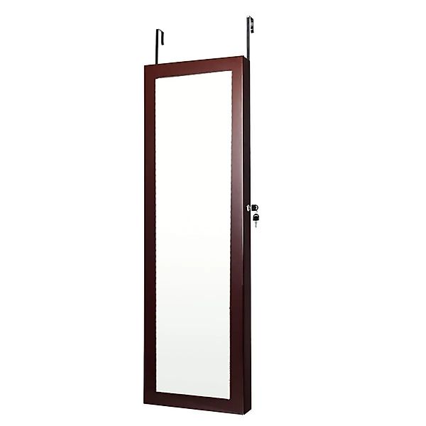 Costway Schmuckschrank mit Ganzkörperspiegel für Ringe 120 cm Braun günstig online kaufen
