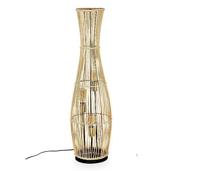 hofstein Stehlampe moderne Stehleuchte aus Metall/Bambus in Schwarz/Naturfa günstig online kaufen