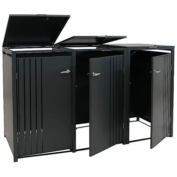Proregal 3er-Mülltonnenverkleidung Mit Deckel HxBxT 122x200x84 cm Anthrazit günstig online kaufen
