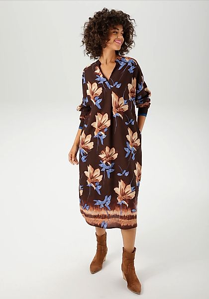 Aniston CASUAL Blusenkleid, mit großflächigem Blumendruck und Bordüre - NEU günstig online kaufen