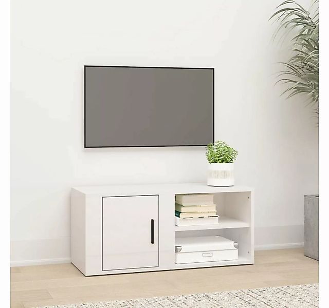 furnicato TV-Schrank Hochglanz-Weiß 80x31,5x36 cm Holzwerkstoff günstig online kaufen