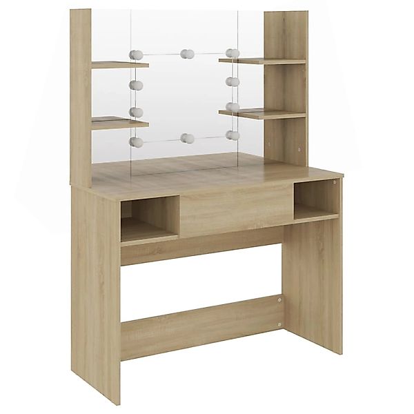 vidaXL Schminktisch mit LED-Beleuchtung 100x40x135 cm MDF Eiche-Optik günstig online kaufen