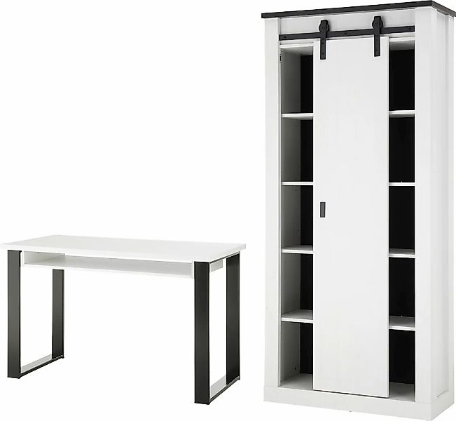 Home affaire Schrank-Set "SHERWOOD" 2 Stk. tlg. Büromöbel Set, mit Scheunen günstig online kaufen
