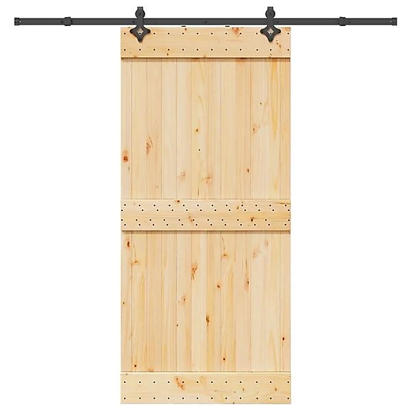 vidaXL Schiebetür mit Beschlag 95x210 cm Massivholz Kiefer 3332686 günstig online kaufen