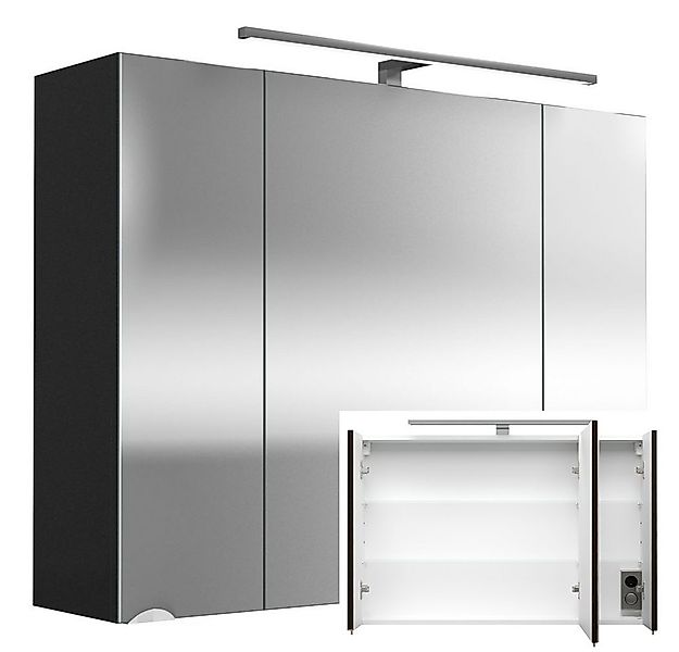 Lomadox Spiegelschrank RIMAO-100 90cm anthrazit mit LED-Beleuchtung, B/H/T günstig online kaufen