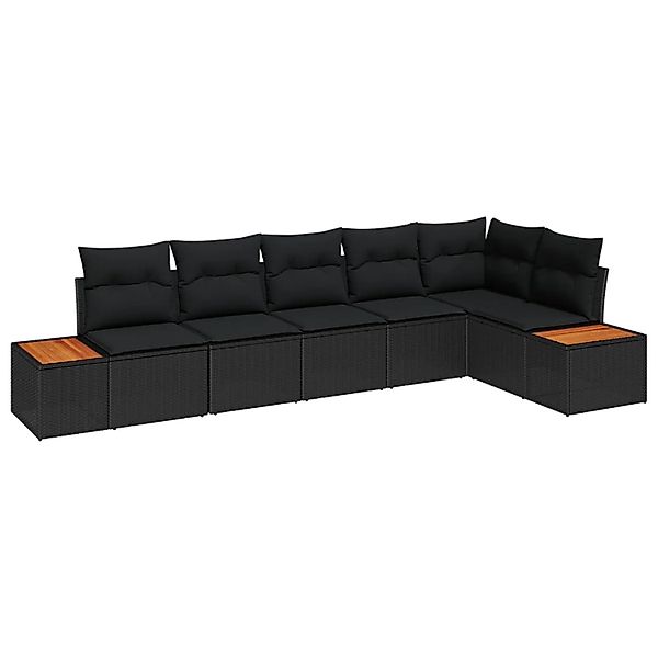 vidaXL Gartensofa-Set mit Kissen mit Speicher 6 Stk Schwarz Polyrattan 3356 günstig online kaufen
