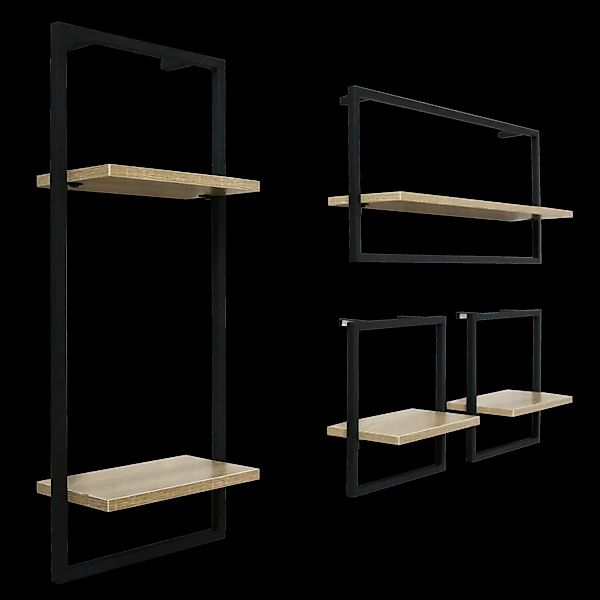 holz4home® Wandregal MDF Sonoma mit Metallrahmen günstig online kaufen