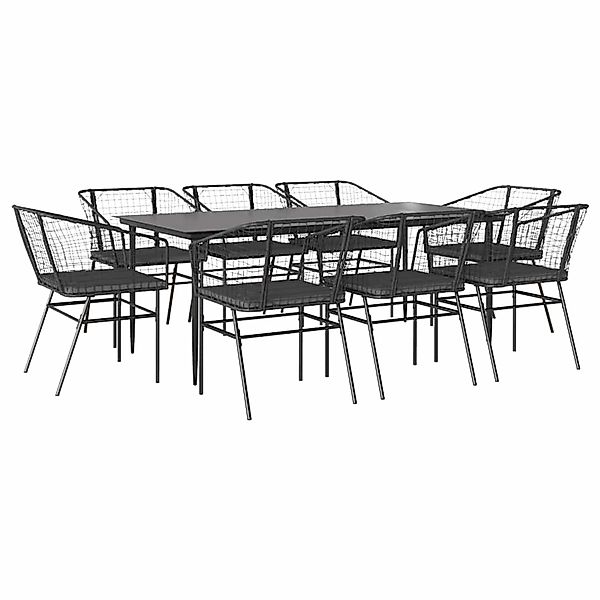 vidaXL 9-Tlg Garten-Essgruppe mit Kissen Schwarz Poly Rattan Glas 3334505 günstig online kaufen