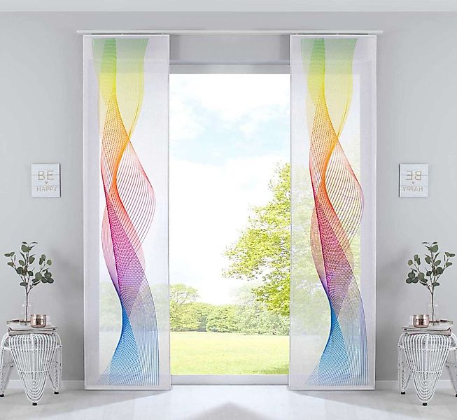 Gardinenbox Schiebegardine (2 St), Klettband, halbtransparent, 2er Set Schi günstig online kaufen